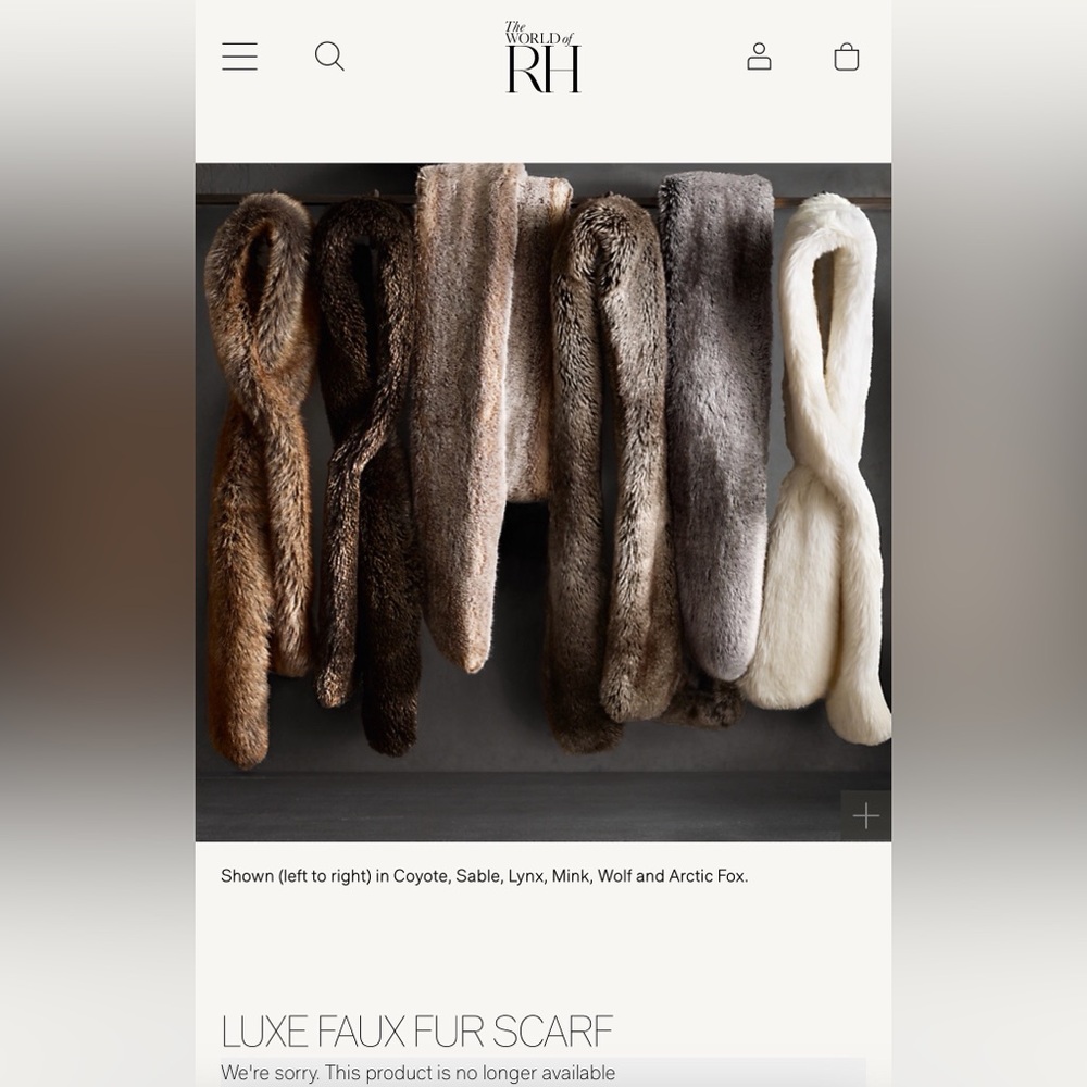 Restoration Hardware Faux Fur Scarf in Mink Brown